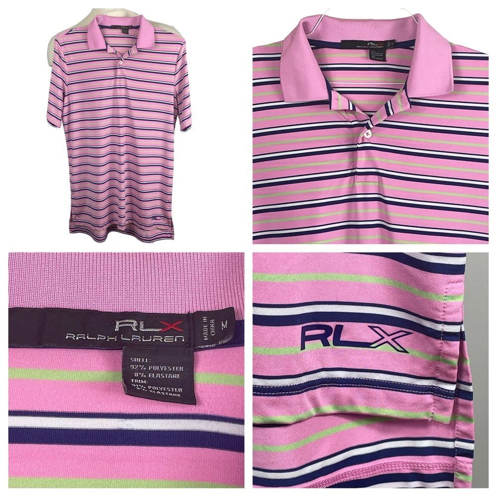 Men's Ralph Lauren RLX‎ Polo Stretch Fabric Multi-Colored Striped Medium